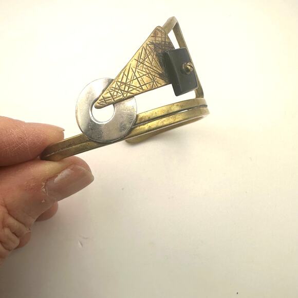 HALL MCFALL Steampunk Industrial Artsy Industrial Bracelet Cuff 90s Retro MCM - Picture 7 of 14